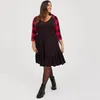 Plus Size Dresses Summer Spring Elegant Skater Dress Women Black And Red Plaid Pocket Front Work Office Female Large 5XL 6XLPlus