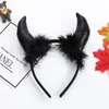 Erwachsene Kinder Halloween Teufel Stirnband Cosplay Kostüm Phantasie Party Glitter Dämon Horn Flauschigen Plüsch Haar Hoop Weihnachten Party Prop GC1512