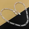 Cadenas 925 sello Color plata 6mm cadena plana clásica 20 pulgadas collar para mujer hombre moda boda fiesta encanto joyería cadenas