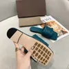 Sexy Flat Woven Slides Lido Sandals Women Slippers Square Mules Shoes Ladies Wedding High Heels Shoes Dress Shoes 10 Color High Quality NO41