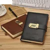 Free Name Custom A5 Notebook with Lock Writing Pads Lockable Notepad Binder Password Diary Student Gift 220611