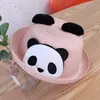 Beret Cartoon Panda Print Summer Straw Hat for Kids Beach Sun Cap Busd Baby Baby Protection Caps