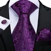 Dibangu Ties For Men Purple Floral Paisley Necktie Business Formal 100 Silk Tie Pocket Square Set Wedding Party Cravat