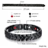 Bracciale sano in acciaio inossidabile con magnete a forma di cuore in pietra di germanio Bracciale da uomo a catena nero 12 mm 8,5 pollici Regali piacevoli per il marito del padre