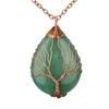 Collier pendentif arbre de vie en fil de cuivre Antique fait à la main cristaux naturels colliers de pierre de guérison pour cadeau