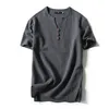 Erkekler T Gömlek Yaz Pamuk Tişörtleri Rahat Kısa Kollu Çin Tarzı Vintage V Boyun Tees Artı Boyutu Boy Siyah Beyaz Tops 220326
