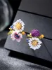 ダンニャンシャンデリアかわいい花イヤリング2022新しい色ジョイント美しい魅力的なペンディエスムヤーター