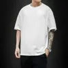 Летняя мужская футболка мода сплошная футболка мужская негабаритная хип -хоп с коротким рукавом повседневная хлопковая мужская уличная одежда Top 220427