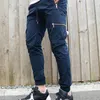 Jogger Sweatpants Spårbyxor Män Slim Fit Workout Trousers Man Multi-Pocket Casual Skinny Mäns Zipper Design Sportkläder 220330