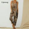 Summer ELegant Geometry Print Bodysuit Overalls Women Casual Sleeveless Strappy Romper Ladies Sexy Loose Jumpsuit Playsui 220714