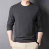 Coodrony Pure Color o-Neck Long Rleeve T-shirt Men Men Brand Odzież jesień zima Podstawowy styl swobodny miękki koszulka Homme Tops Z5117 T220808