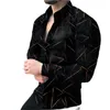 Slim Men Shirt Casual Long Sleeve Turn Down Collar Fashion Printed Single-breasted Cardigan Business Top 220322