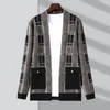 Men's Sweaters Plaid Japanese Autum Winter Brand Fashion Knit Street Wear Cardigan Men Sweater Casual Trendy Coats Jacket Men's Clothing