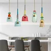 Lampes suspendues Couleur nordique Bonbons Lumières Chambre moderne Chambre d'enfants Tête unique Verre Suspendus Décor à la maison Luminaires RestaurantPendant