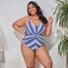 Kvinnor Sexig mode Swimsuit Swimewear Swim Beachwear Siamese Blue Pink Multi-Color Stripe One-Piece Plus Size No BH Underwire Support Summer Swimsuits Bikinis