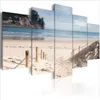 Unframed 5pcs Modern Landscape Wall Art Home Decoration Painting Canvas Prints Pictures Sea Scenery With Beach ( No Frame ) W220425