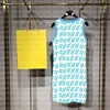 Kvinnor stickade klänningar kjol elegant med brevfestklänning kvinnors mode fast blå färg stickad för sommaren