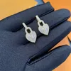 Pendientes de cristal de lujo de la marca Pendientes de diseño de amor de diamante lleno de moda para mujeres Pendientes de acero inoxidable de alta calidad chapados en oro de 18 quilates Joyas