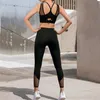 Summer Pad 2 Piece Yoga Set Women Fitness Gym Clothing Sportwear Mesh Workout Sport Tracksuit Running Suits Push Up SP 220428