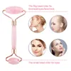 7PCS/Set Rose Jade Roller Gua Sha Face Brush Natural Quartz Scraper Stone Eye Massage Facial Massager Tools for Body Neck220429