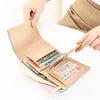 Brieftaschen Ankunft Mode Damen Kurze Kupplung Brieftasche Reine Farbe Leder Kleine Frische Luxus Geldbörse Kartenhalter Geldbörsen Für Frauen