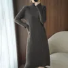 여성을위한 캐주얼 미적 맥시 스웨터 드레스 겨울 느슨한 여자 가운 긴 빈티지 드레스 니트 bodycon 한국어 패션 화이트 220316
