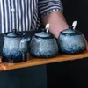 Storage Bottles & Jars Japanese-Style Seasoning Jar Combination Set Household Kitchen Salt Tank Box Ceramic Pepper
