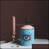 Belle conception Big Eyes Jar mains avec couvercles en céramique boîtes décoratives bougeoir boîte de rangement pour le maquillage T200330 Drop Delivery 2021 Bott