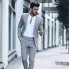 Casual Grigio Abiti da uomo Fashion Street Smart Business Smoking maschile Summer Beach Abiti da sposa per uomo Prom Party Man Suit 2PCS 201106