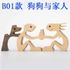 Family Puppy Wood Dog Craft Figurine Arts Crafts Desktop Table Ornament Carving Model Home Office Decoration Pet Sculpture Dogs Lo5605753