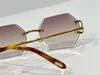Designer zonnebril voor vrouwen mannen zeshoek diamant gesneden lens rimless unisex mode luipaard zonnebril metaal rijden vakantie luxe b203w