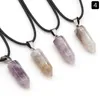 Kamień naturalny REIKI Naszyjnik Hexagonal Bullet Opal Amethyst Quartz Pink Crystal Chakra Pendulum Naszyjnik