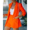 Costumes pour femmes Blazers femmes costume 2022 ensembles printemps à manches longues solide Cardigan Blazer Shorts 2 pièces ensemble survêtement tenues