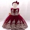 Robes de fille en dentelle Bowknot fil d'or broderie Tutu robe de princesse enfants mariage et fête d'anniversaire 56my T2