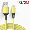 Câble de charge rapide 2A 1M/3FT 2M/6FT 3M/10FT câbles de données de téléphone USB caoutchouc souple liquide pour Micro Android USB Type C