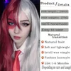 Nxy Lolita Cosplay Synthetic Wig Half White Red Long Straight Halloween Two Tone Ombre Color for Women Girl 220622