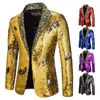 Erkekler Blazer Parlak Pullu Şal Yakası Erkekler Düğün Damat Şarkıcısı Balo Glitter Suit Ceket DJ Club Stage Erkekler 220801