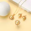 South Sea Shell Pearl Gold Jewelry for Women Sets ketting oorbellen ring met zirkoon feest verjaardagsbruiloft cadeau 220702255111111111