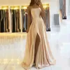 Robes en satin robe de soirée Prom Party Robe de Robe formelle Simple Spaghetti Sexe Slit