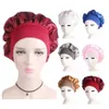 Women Night Sleep Hair Caps Hats Silky Bonnet Satin Double Layer Adjust Head Cover Hat For Curly Springy Hair Styling 15 Colors