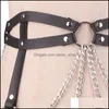 Accessoires de ceintures Fashion Gothic Taist Chain Alloy and PU Leather Body Chains with Mti Layer Decor Stracles DWV