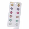 Juego de aretes coloridos con combinación de 6 pares de tachuelas redondas de colores a la moda para mujer