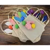 Geschenkwikkel Verkoop van Paasemmer Jute Doek Tote Tassen voor kinderen Eierenjacht Canvas Basket Herbruikbare handtas met oordift GiftGift