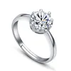 Anello di zirconi cubici di cristallo rotondo Anelli di dito placcati in argento sterling 925 per gioielli di moda da sposa da donna