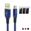 1 m/3ft andningsljus laddningskablar Micro USB Type-C Mobiltelefon Fast Charging Data Cable Woven Tyg för Android Samsung