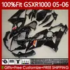 OEM Bodys Kit For SUZUKI glossy black GSX-R1000 GSXR 1000 CC K5 05-06 Bodywork 122No.6 1000CC GSXR-1000 GSXR1000 05 06 GSX R1000 2005 2006 Injection Mold MOTO Fairing