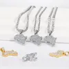 Kolye Kolyeleri Afrika Haritası Buzlu Zincir Rhinestone Kristal Altın/Gümüş Renk Kolye Moda Erkekler/Kadınlar Hediye Jewelrypendent