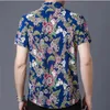 Camisas casuais masculinas estampadas colarinho virado de colar