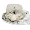 Style European Mesh Straw Hats Bow Flower Elegant Fairy Hat Summer Semi Covered Fashion Caps