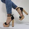 Sandali con plateau e tacco grosso in legno, cinturino con fibbia bianco e nero, patchwork, scarpe da gladiatore, scarpe da donna estive, taglie forti